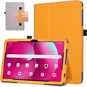 RSAquar Case for 10.1 Inch REVVL Tab 2 Model 9185W, 2025 Release with Pen Loop, Lightweight Folding Stand Cover with Hand Strap for Revvl Tab 2 Tablet, Yellow
