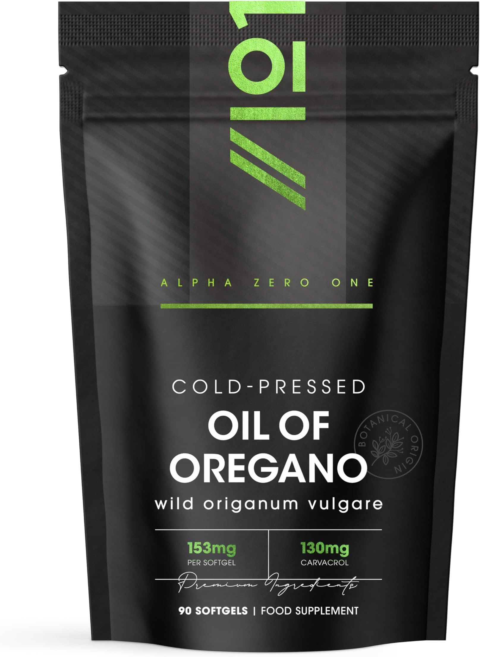 130mg Carvacrol – 153mg Oregano Oil per Softgel – Cold-Pressed – World Highest Concentration (85%+ Carvacrol) – Contains 100% Greek Essential Oil of Oregano – 90 Count - By Alpha01