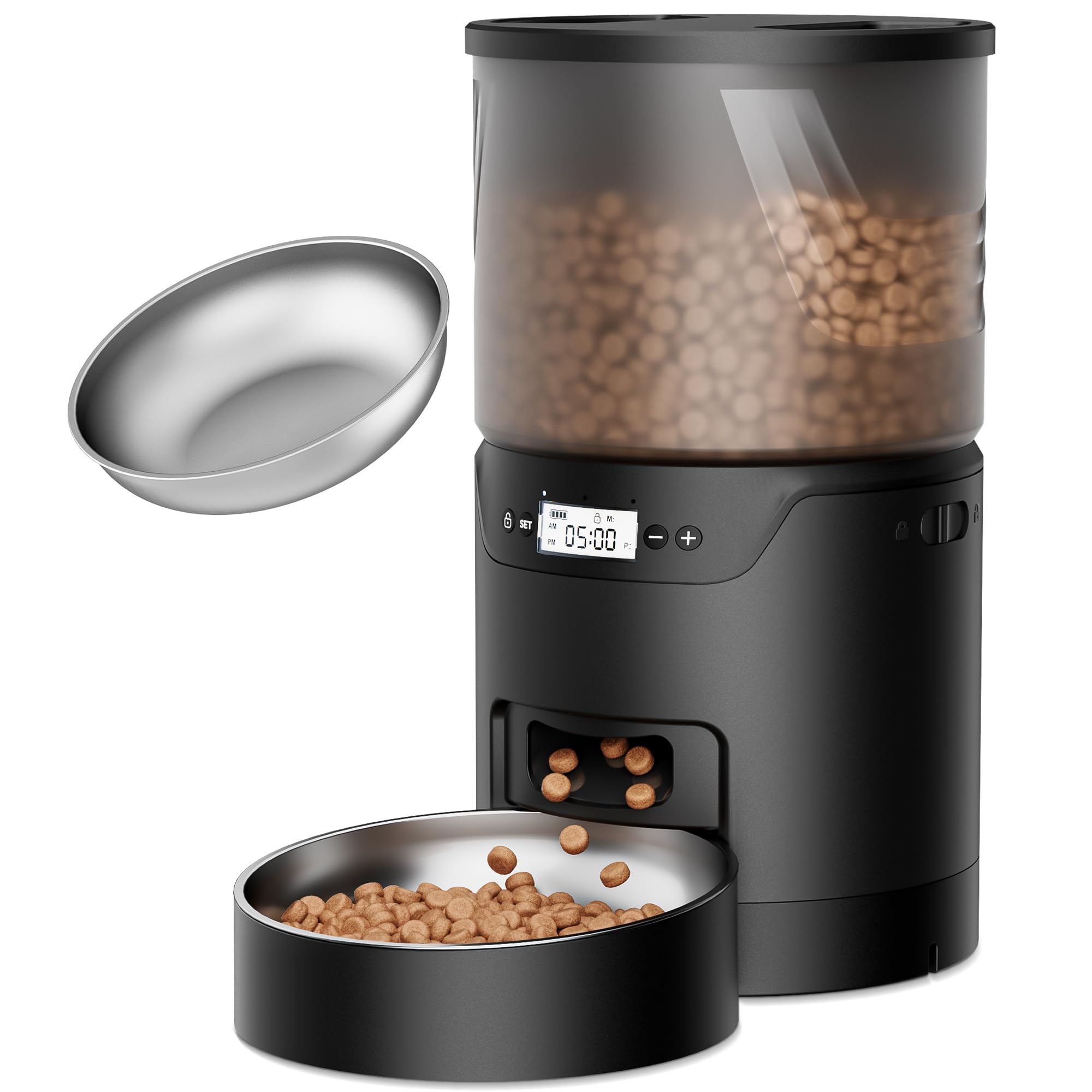 Mangiatoia automatica per gatti: distributore automatico di cibo da 3 litri con alimentazione temporizzata | 6 pasti programmabili e controllo preciso da 1 a 20 porzioni - facile da pulire