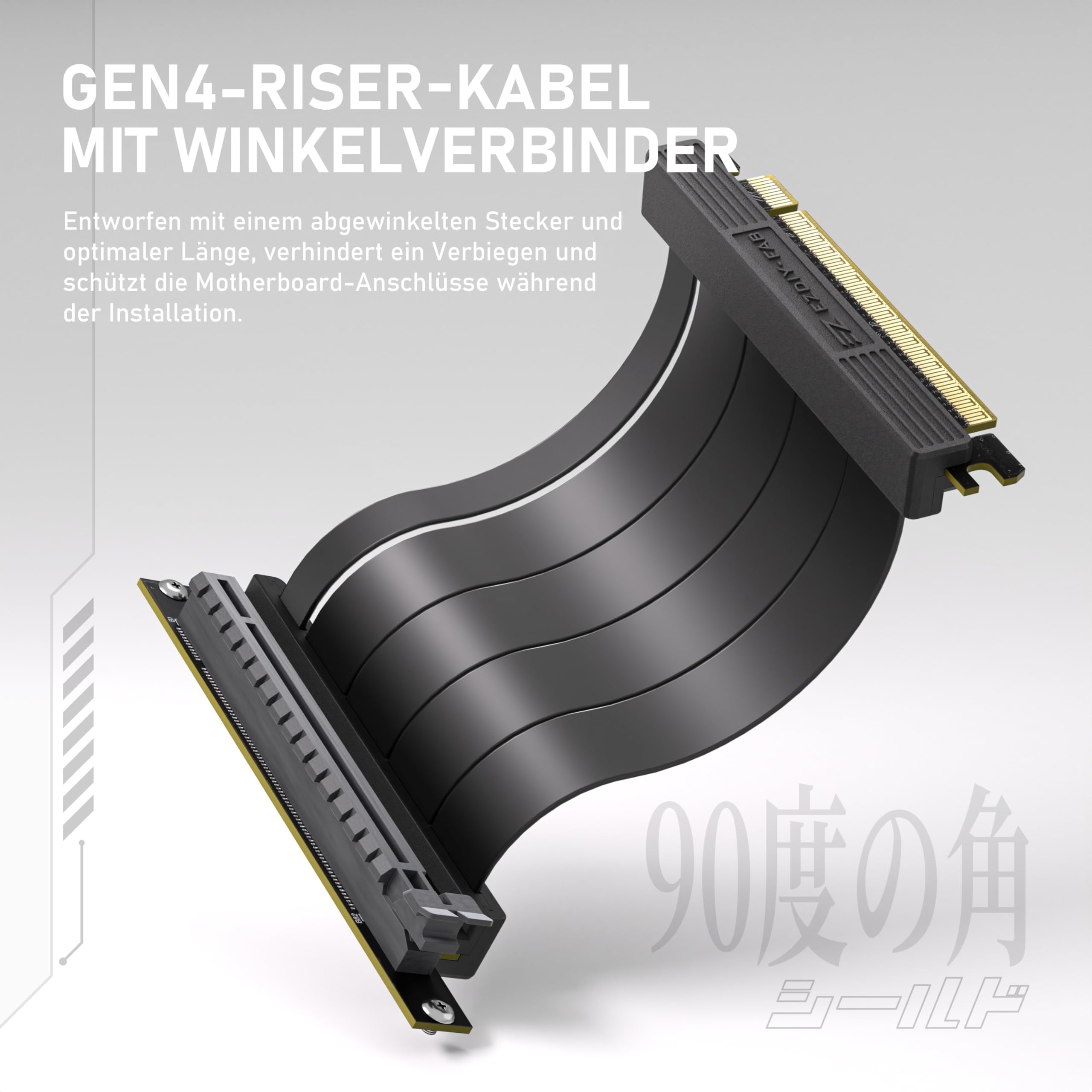 EZDIY-FAB Vertikale GPU-Halterung mit High-Speed 4.0 Riser-Kabel,ARGB-Modul,115mm/4.52in Flexible Verlängerung,90-Grad-Stecker,nur Kompatibel zu Voll-geöffneten PCIe-Steckplätzen-Schwarz-YIHPI344-2