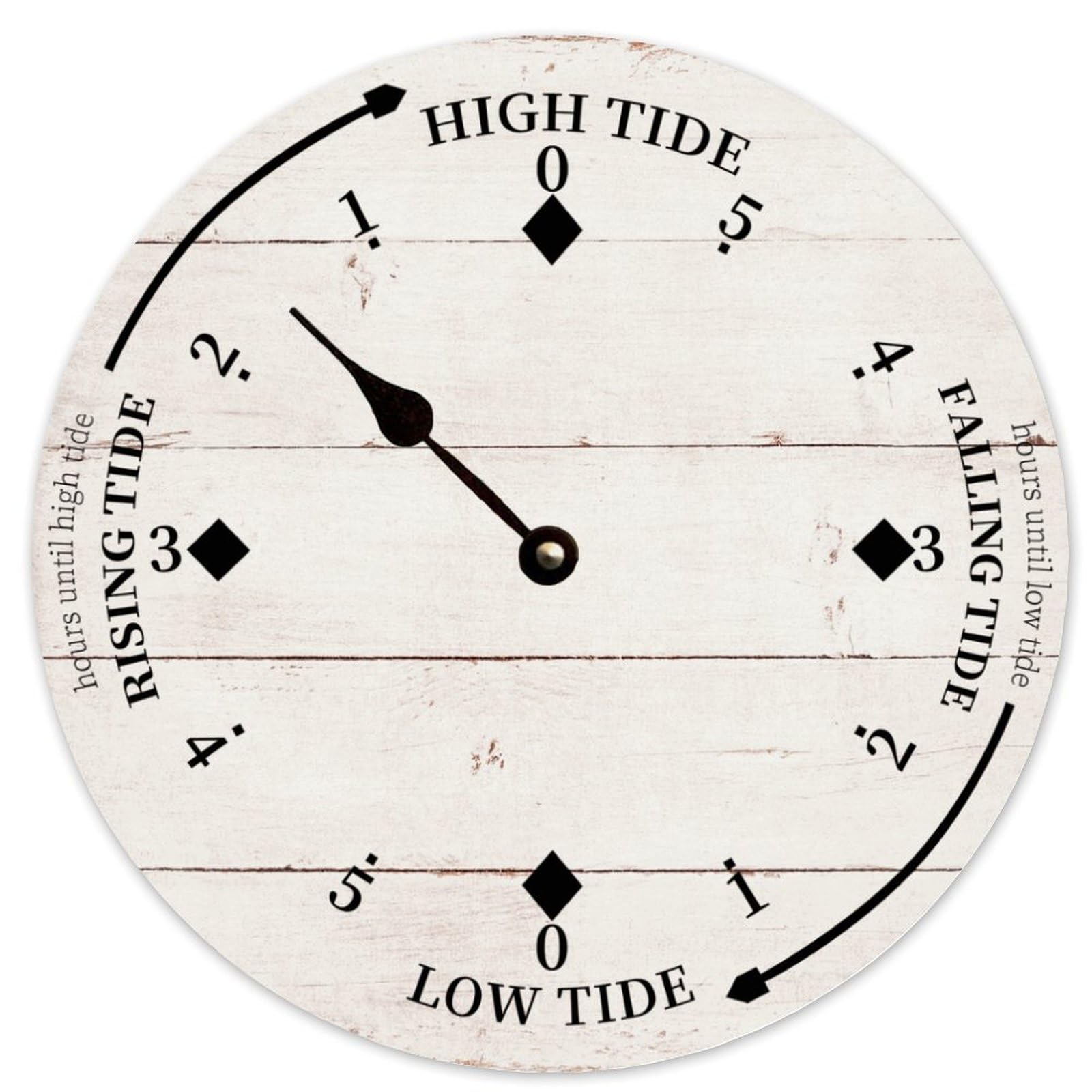 Guangpat Tidal Clock White Weathered Wood Tide Beach 10 Inch Wooden Wall Clocks Battery Operated Silent Non-Ticking Rutic Farmhouse Wall Decor for Bedroom Living Room