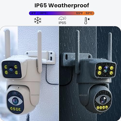Miniatura 8 de Cámaras de seguridad inalámbricas para exteriores, cámaras WiFi de doble lente para seguridad del hogar, alarma de luz de seguimiento automático y