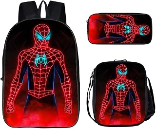 Cartoon 3Pcs Backpack Set Lightweight Laptop Backpack with Lunch Bag Pencil Case 17in Casual Daypack Travel Bag