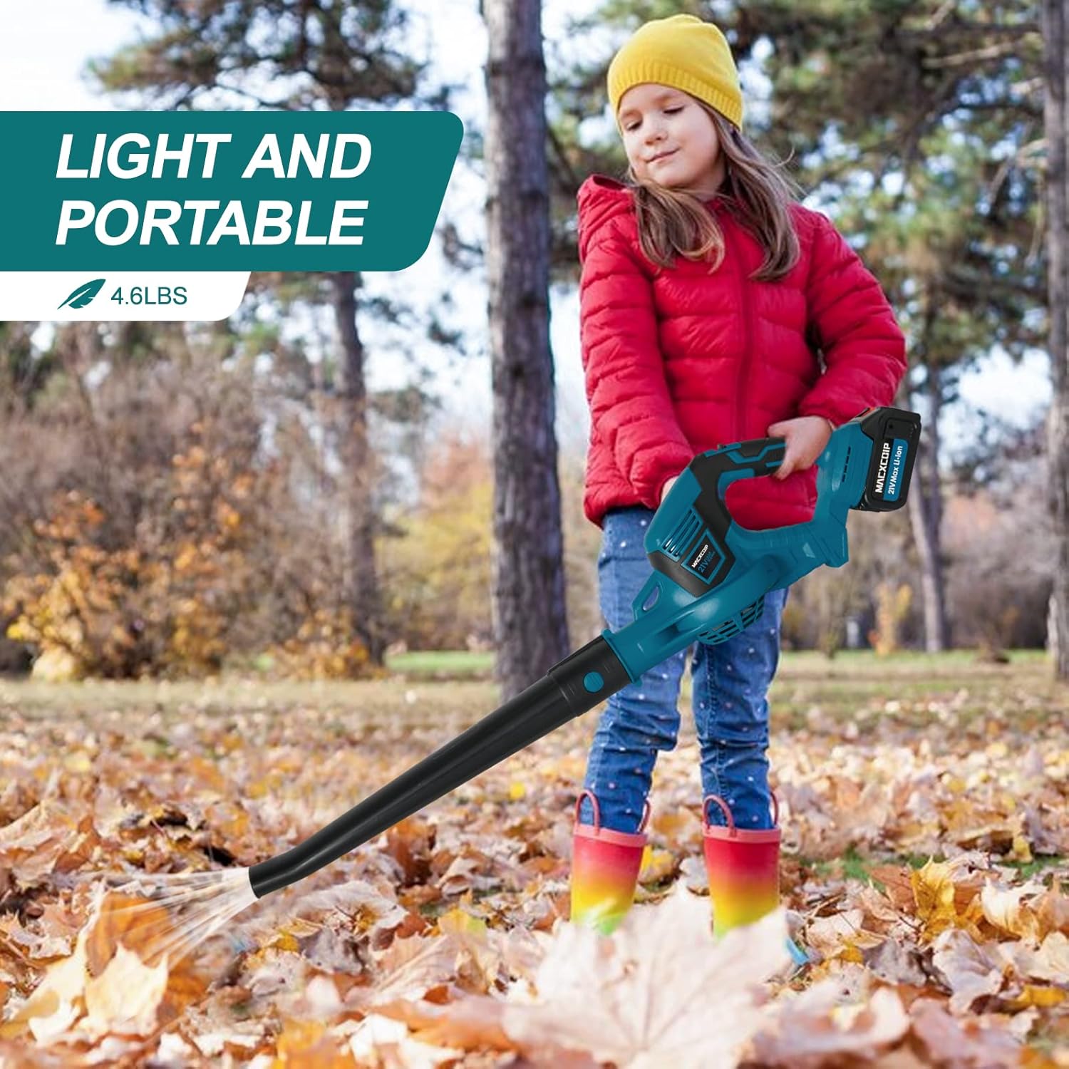 Cordless Leaf Blower - 21V 600W 250CFM 130MPH Electrical Handheld Blower with 2 Batteries & Charger, Battery Powered Leaf Blower Lightweight for Leaf, Snow, Dust Blowing