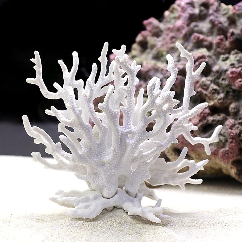 Enfeite de Coral Artificial para Aquário em Resina Besimple Branco 17 x 14 cm