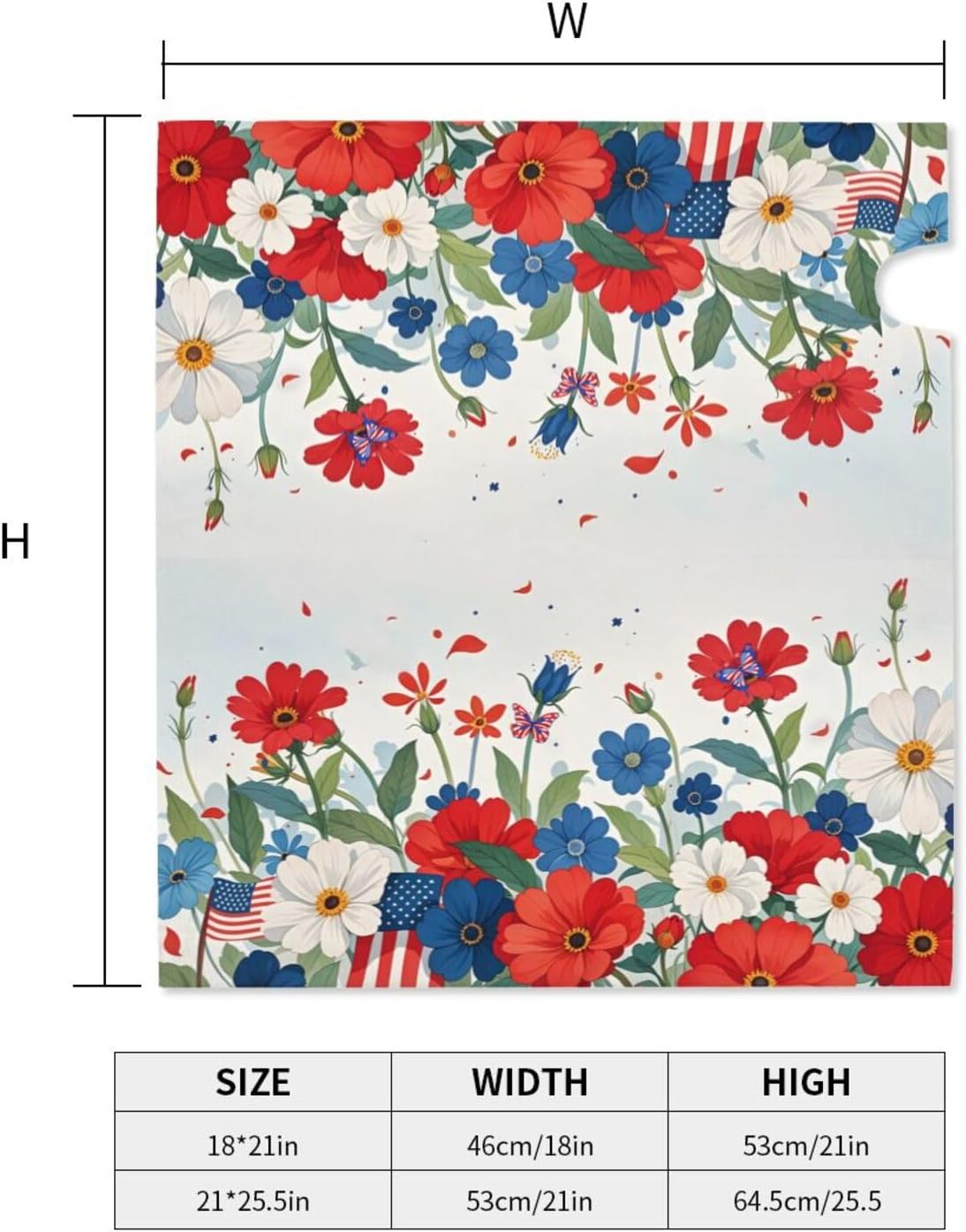 Butterfly Floral Independence Day Mailbox Cover, July 4th American Patriotic Wraps Cover, Red Blue Outdoor Magnetic Mailbox Cover, 25.1" X 21" Post Letter Box for Garden Yard Decor