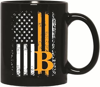 Bitcoin USA Flag Distressed Digital Currency Lover Gift Idea 11oz 15oz Black Coffee Mug