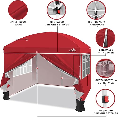 Miniatura 5 de Tienda de campaña desplegable con 4 paredes laterales, glorieta de cúpula de lujo de 10 x 10 pies para fiestas al aire libre, jardín y patio con