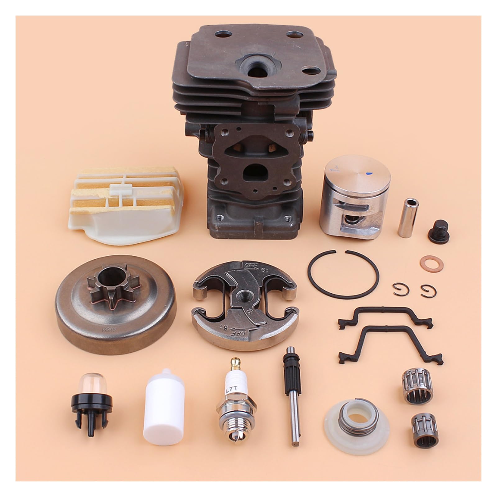 1 Juego de bomba de aceite de filtro de aire de tambor de embrague de pistón de cilindro de 44mm for Husqvarna 450 445 E piezas de Motor de motosierra de gasolina