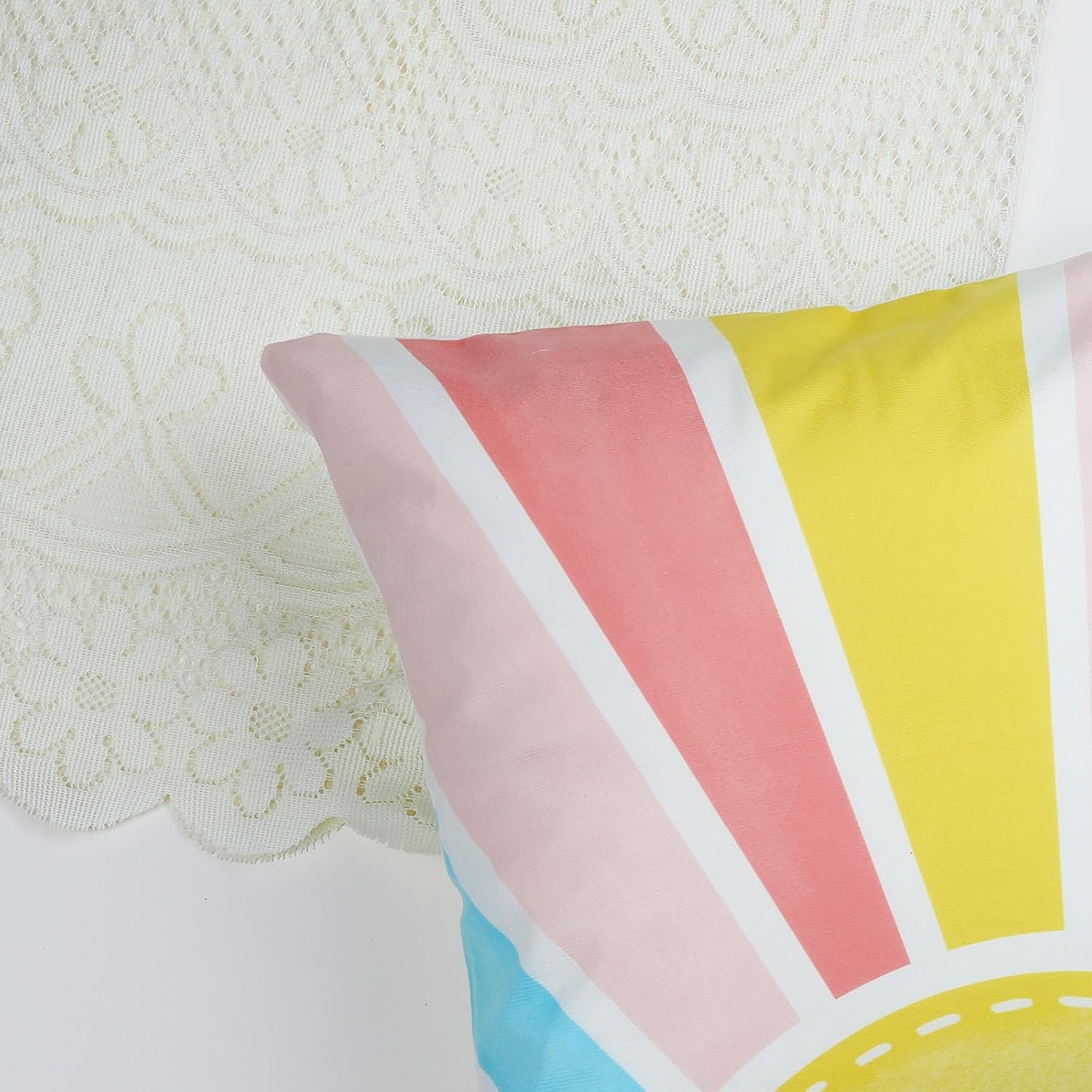 Bonhause Boho Rainbow Throw Pillow Covers 18 x 18 Inch Sun You are Brave Colorful Decorative Pillow Cases for Couch Sofa Bed Home Nursery Room Decor Set of 4 - Image 4