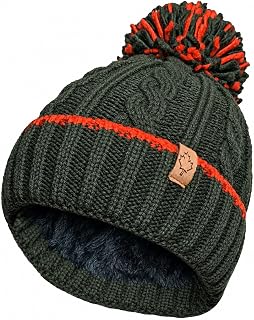 OnlyBee Warme Wintermütze für Herren, mit Bommel, mit gemütlichem Thermo-Teddy-Fleece gefüttert