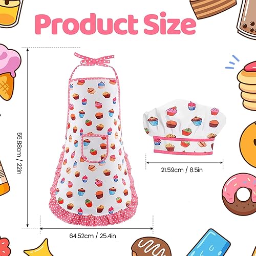 Miniatura 2 de MEIDAYAI Juego de 2 piezas de delantal y gorro de chef para niños, atuendo ajustable de cocina y horneado para niños, disfraz de juego de rol para
