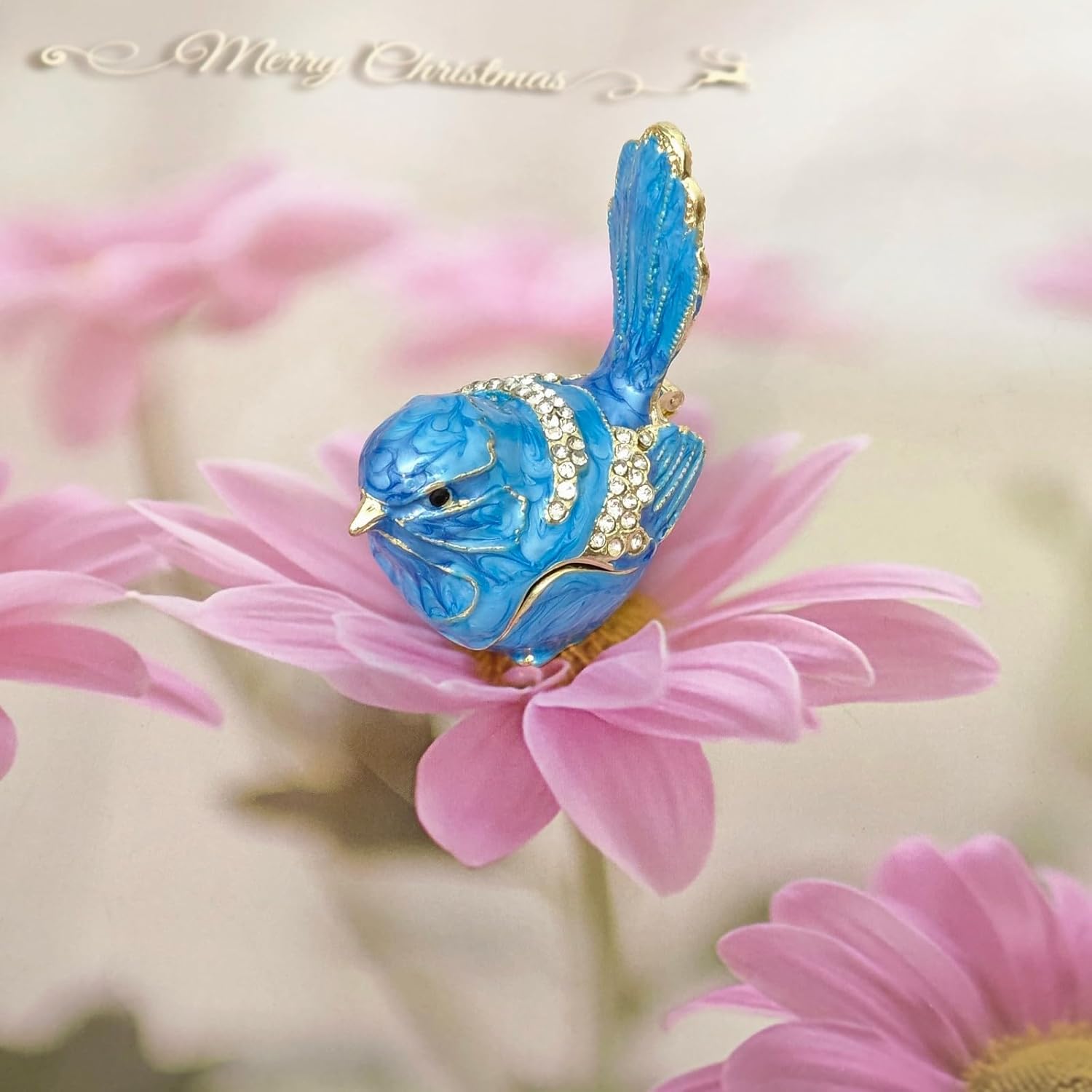 Mini Bird Trinket Box, Vintage Metal Enameled Bird Figurine, Rings Earrings Small Jewelry Box Decorative Hand-Painted Collectible Animal Statue Gift for Girls Women, Blue - Image 8