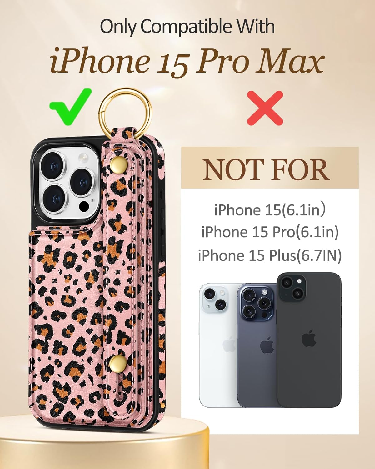 Petitian for iPhone 15 Pro Max Case with Wallet - Women Girls Cute Girly Aesthetic Unique Design with Leather Credit Card Holder Cardholder Stand Wristband for Apple 15 Promax, Baowen - Image 2