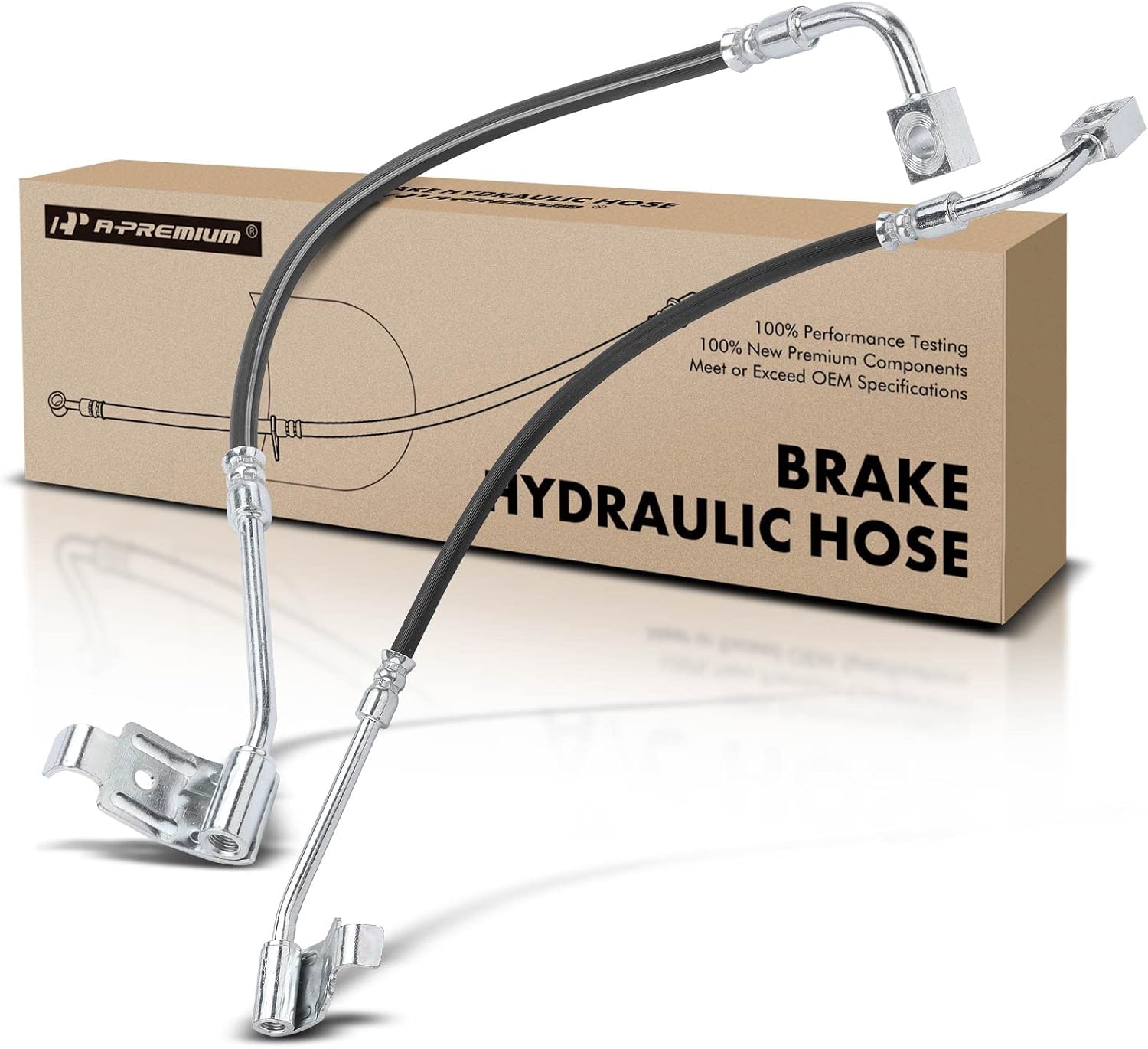 A-Premium Rear Driver and Passenger Brake Hydraulic Hoses Compatible with Select Jeep Models - Wrangler 2013-2017, Wrangler JK 2018 - Replace# 68171956AD, 68171956AB(Pack of 2)