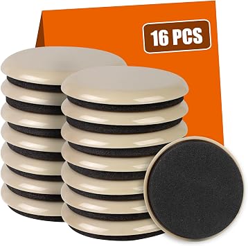 16PCS Furniture Sliders, 2 12/25" Furniture Sliders for Hardwood Floors, Reusable for Carpet, Heavy Duty Furniture Movers Sliders, Carpet, Floor Protectors Beige