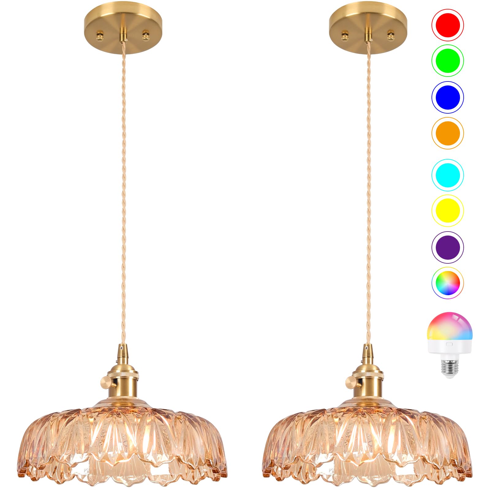 Photo 1 of Loiogohot Battery Operated Pendant Light - 2 Pack Amber