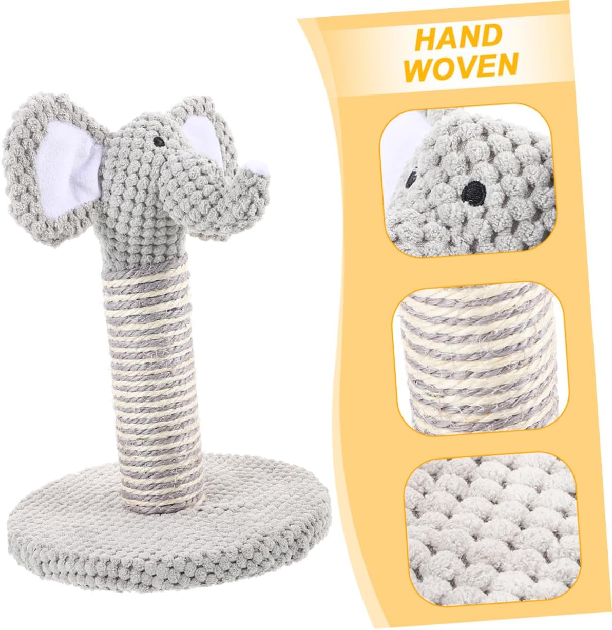 2pcs Cat Scratching Post and Climbing Pole Set, Reusable Sisal Kitten Scratcher, Small Elephant and Zebra Design for Indoor Cats