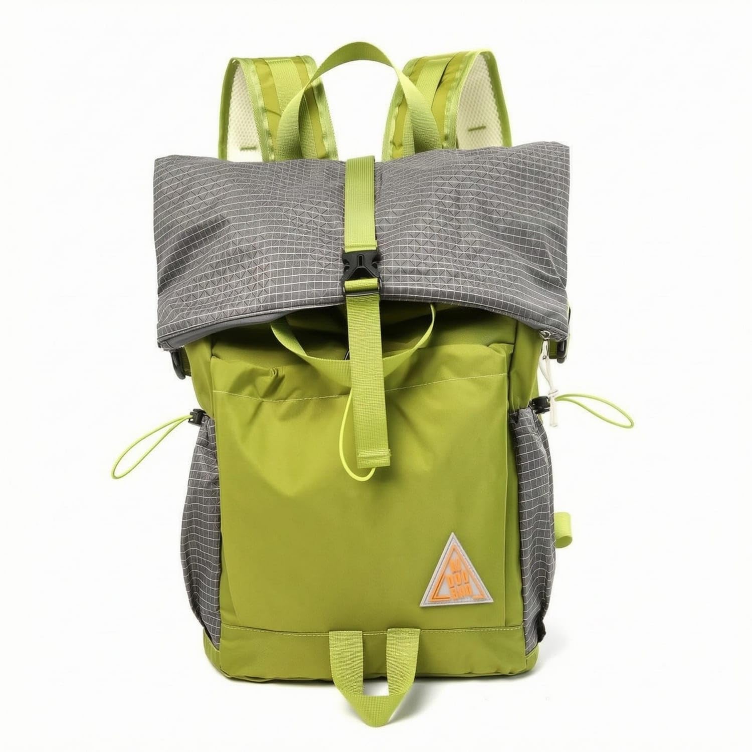 Buckle Closure Flap Top Backpack Padded Straps Outdoor Backpack Two-Tone Hiking Daypack Large Capacity for Camping, Green-image-29