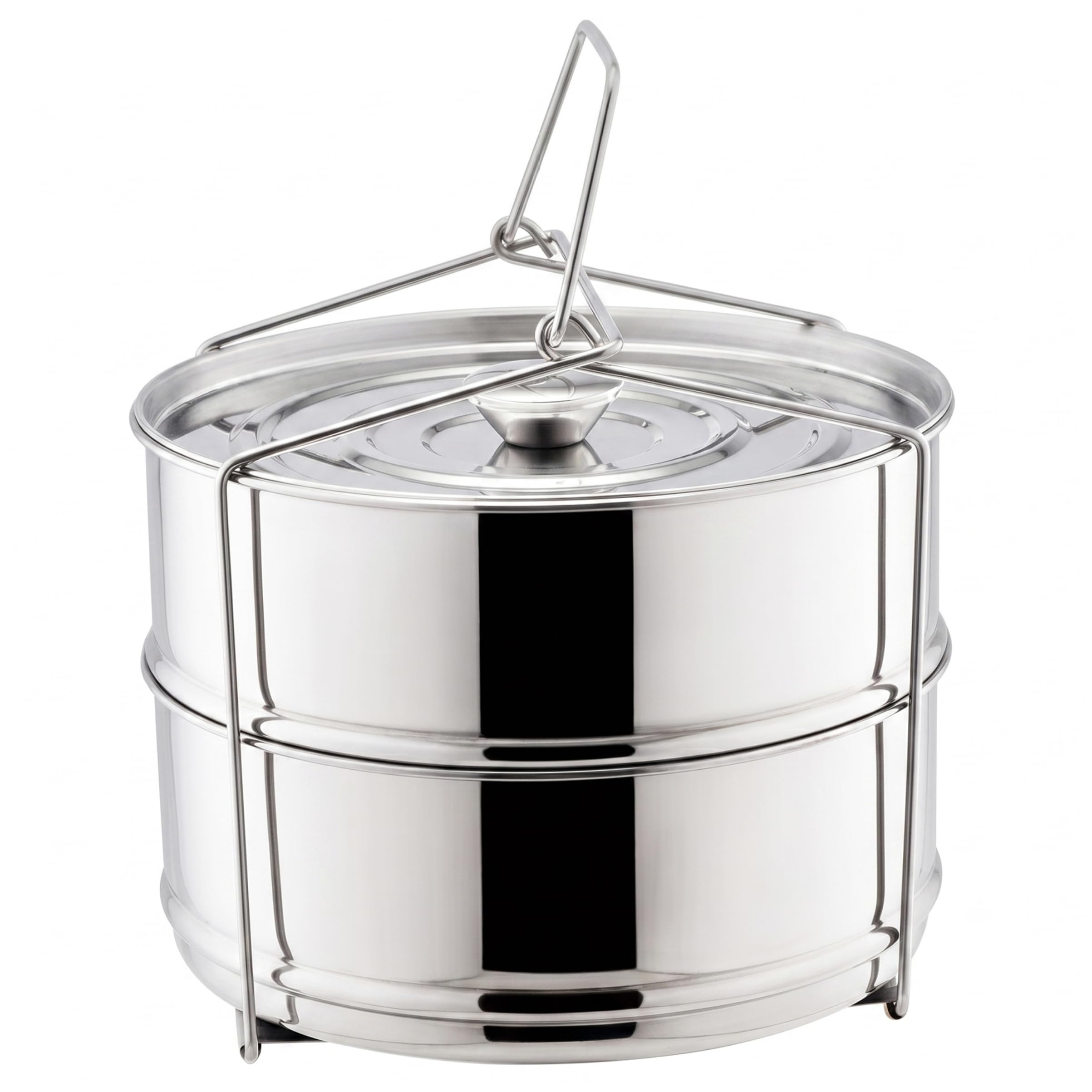 Gemuseeee 2-Tier Stainless Steel Steam Basket with Lid & Handle Pot-in-Pot Stackable Pressure Cooker Accessories for Vegetables Rice Meat Fish