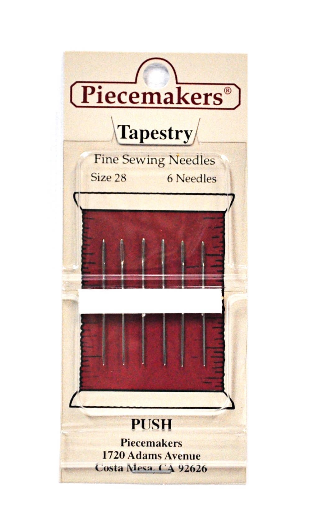 Piecemakers Brand Fine Sewing Needles, Size 28, Set of 6 for Cross Stitch, Needlepoint, Embroidery