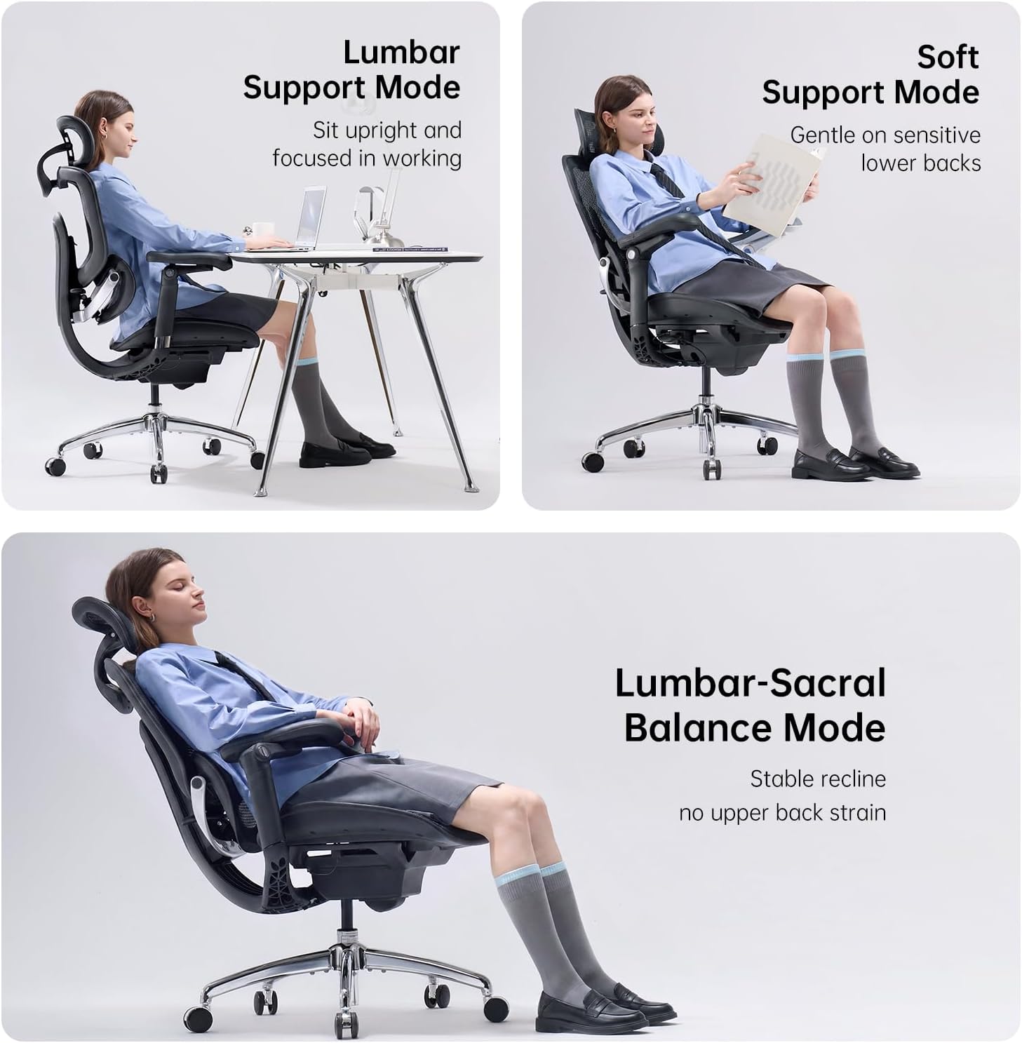 SIHOO Doro C300 Pro V2 Ergonomic Office Chair Without Footrest, Full-Body Adaptive Support, 8D Armrests & Breathable Mesh, Comfy High Back Computer Desk Chair for Long Hours, 135° Recline (Black)