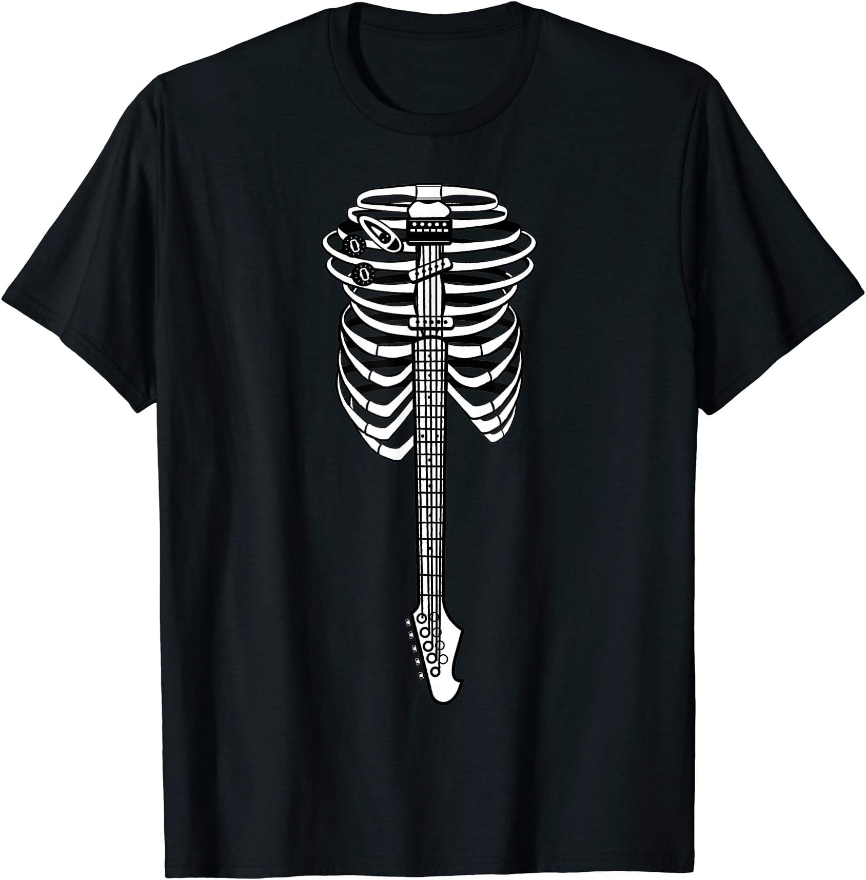 Music Rib Cage Skeleton Rock Star - Electric Guitar T-Shirt