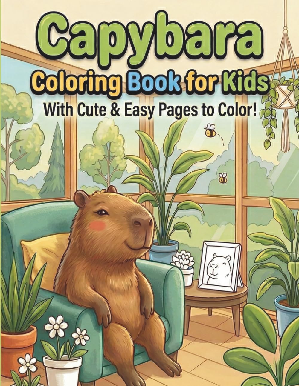 Capybara Coloring Book for Kids: +40 Adorable Capybara Scenes for Kids Ages 4-8 — Cute Capybaras Relaxing, Swimming, and Having Fun!