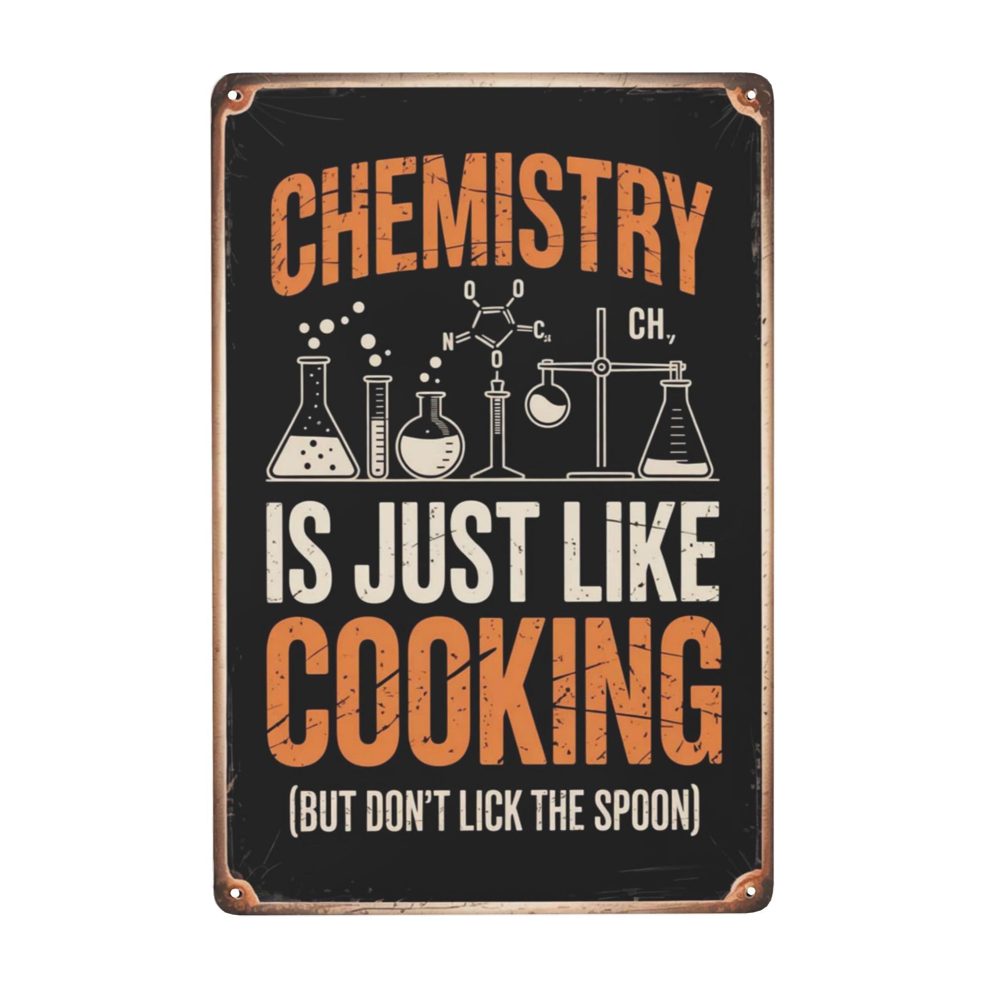 Décoration murale chimie vintage en métal pour cuisine et jardin - Plaque humour science 20x30 cm