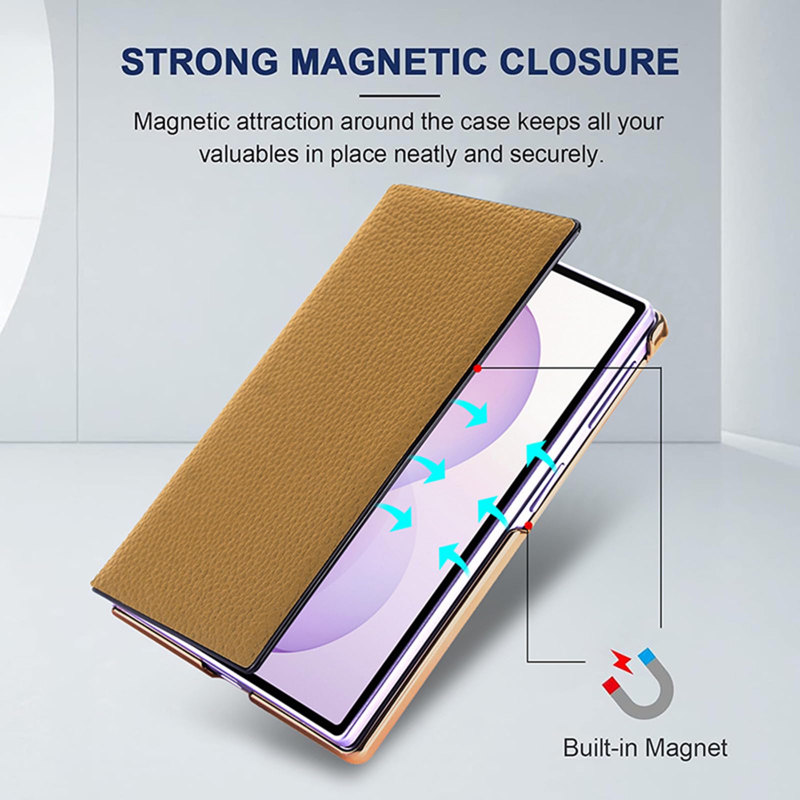 Ribaltabile Custodia per Samsung Galaxy Z Fold 8, Placcatura Vera Pelle