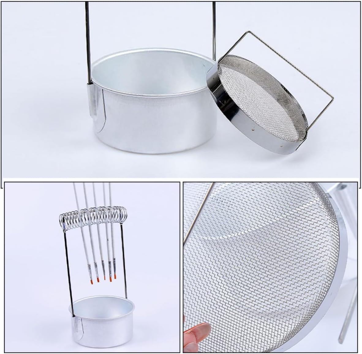 2pcs Stainless Steel Brush Washer Drying Rack for Artists and Pottery