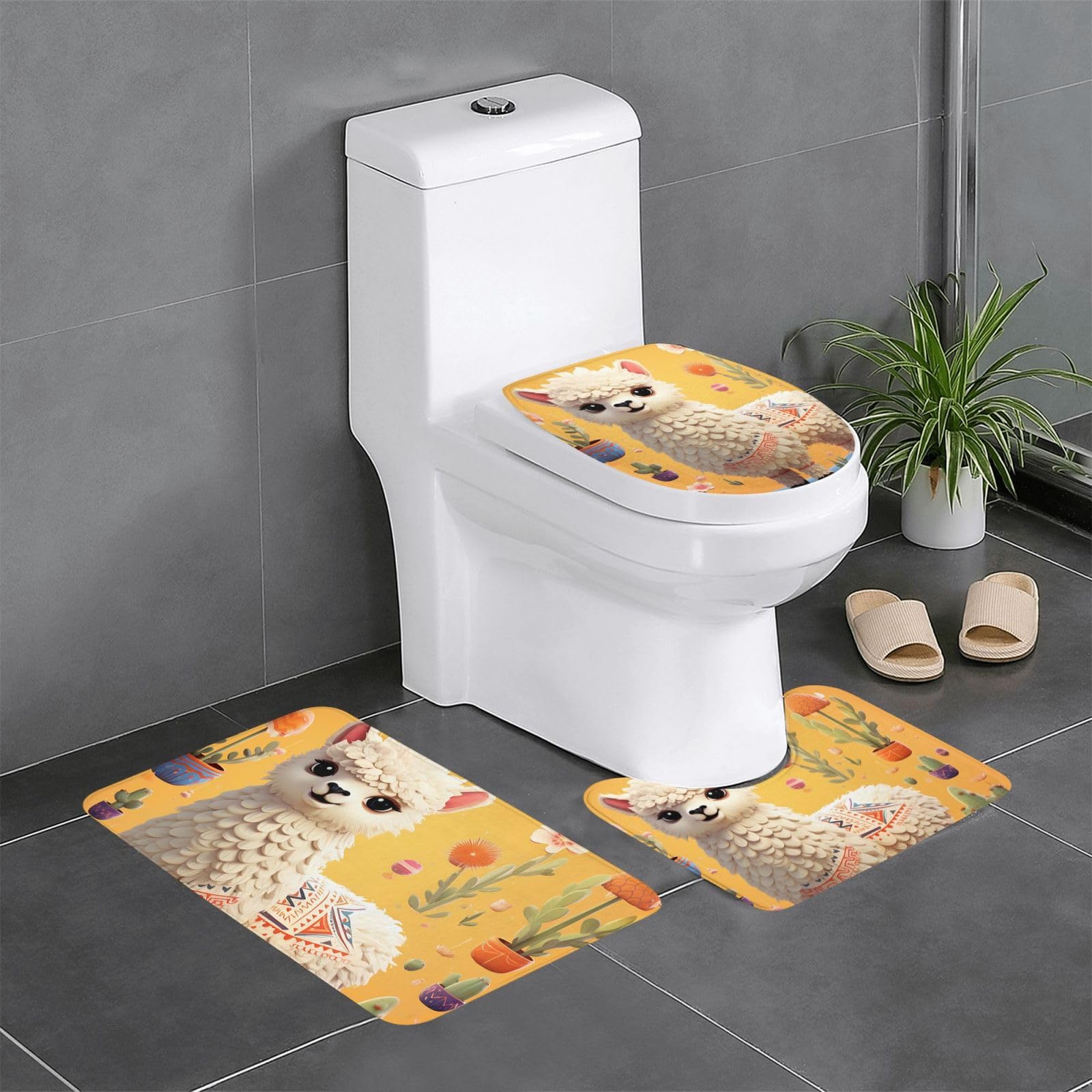 Housse d'abattant et tapis de bain doux alpaga contre le sol froid de douche