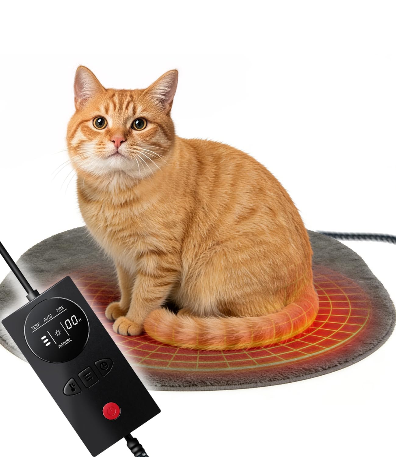Tapis Chauffant pour Chien Chat Activation Pression | Coussin Chauffant Réglable, Cordon Anti-Mastication(S)