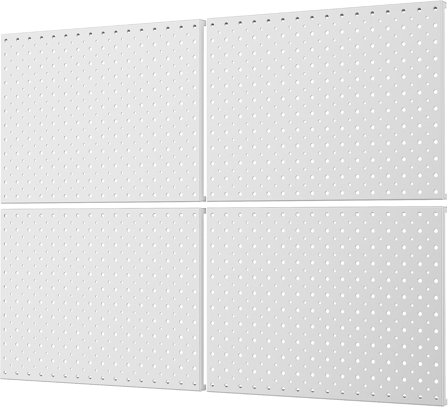 WALMANN 4-Pack 12"x16" Metal Pegboard Panels for Garage, Tool Organizer Pegboard for Pegboard Hooks - Compatible with 1/8" & 1/4" Hooks(Grey) Gray