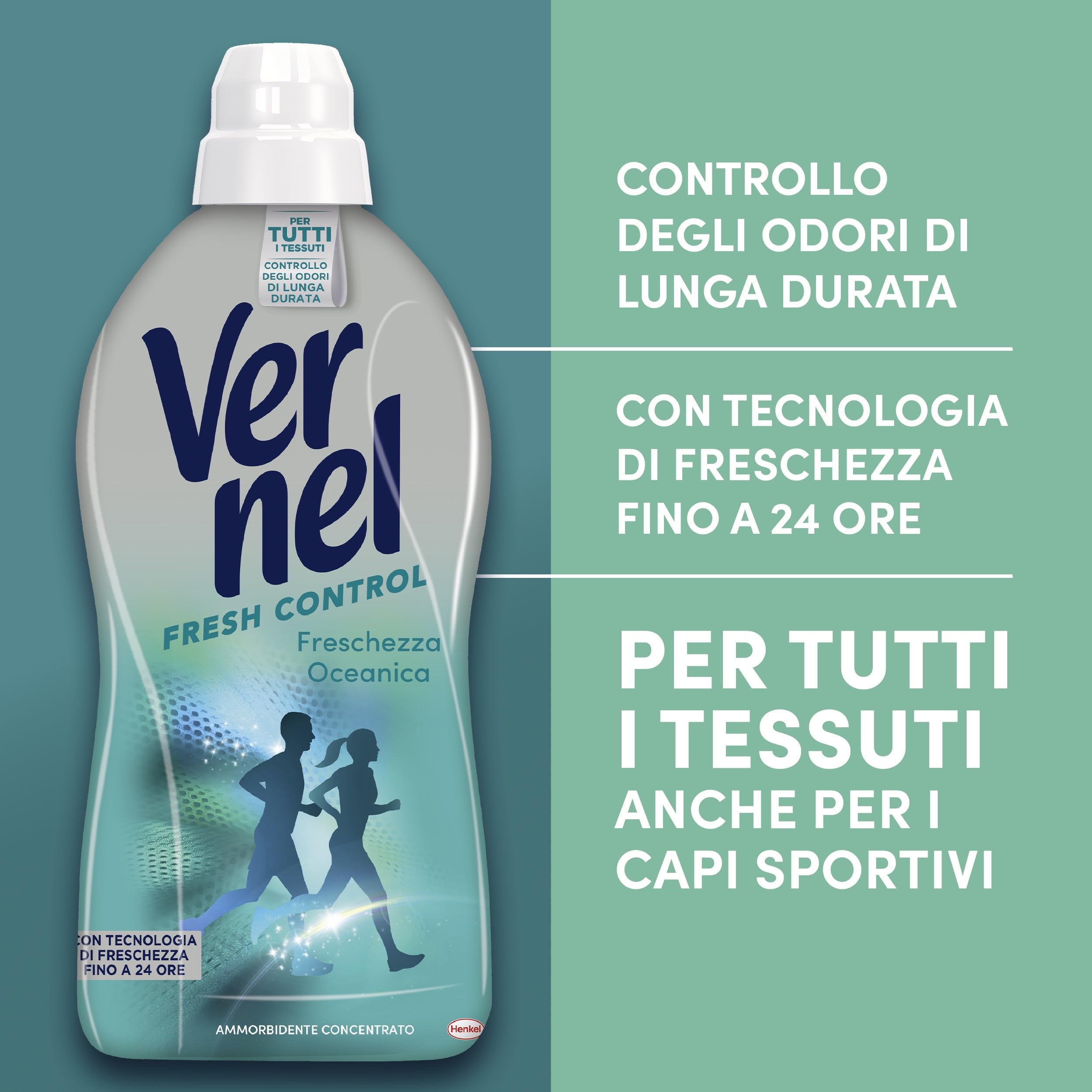 Ammorbidente Concentrato Vernel Fresh Control Freschezza Oceanica (10 x 48 lavaggi), Ammorbidente Concentrato per Tutti i Tessuti, con Controllo degli Odori di Lunga Durata