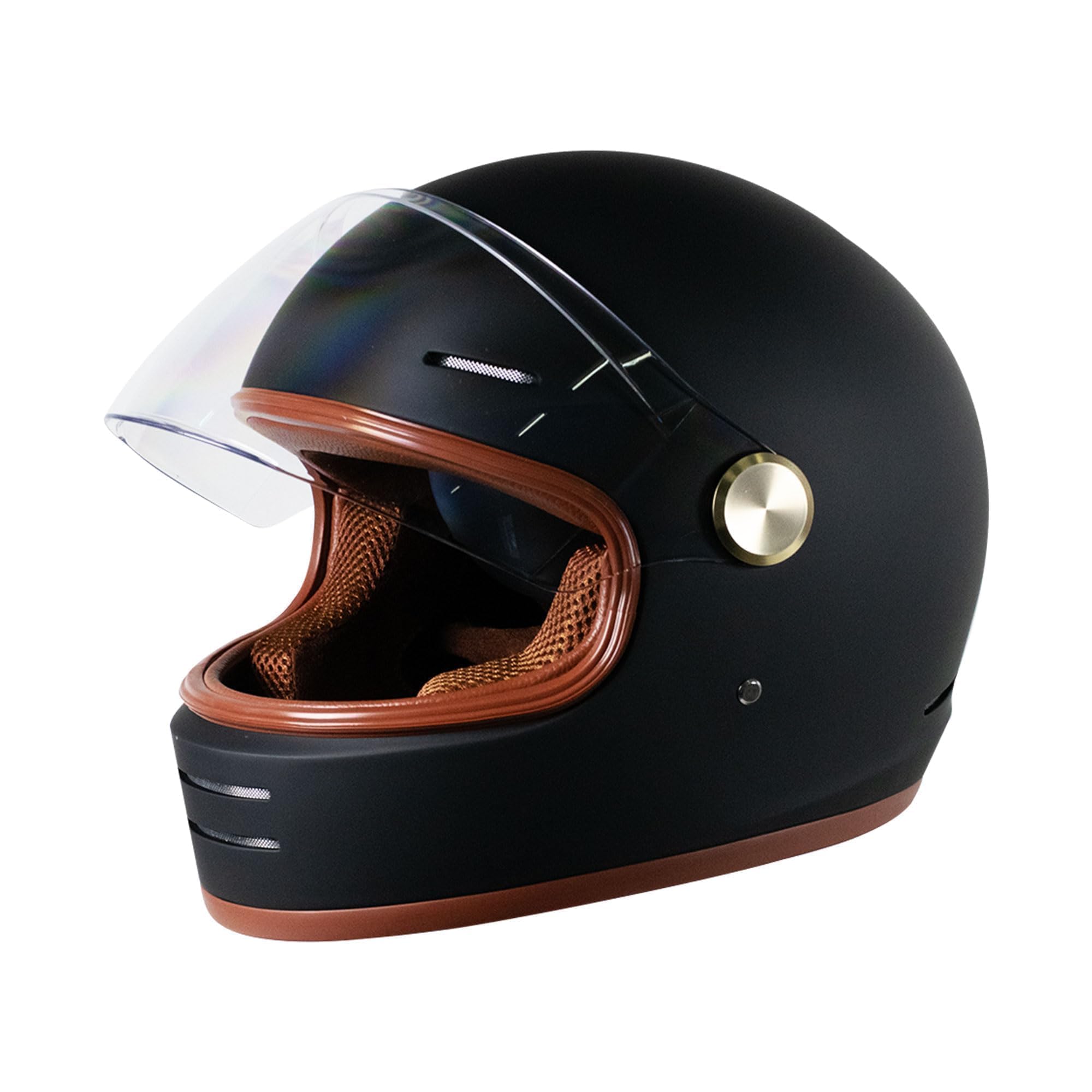 DOT Retro Vintage Full Face Motorcycle Helmet Classic Design for Men Women Lightweight Windproof Vent Cafe Racer & Cruiser Riding, Highway Commute, Touring