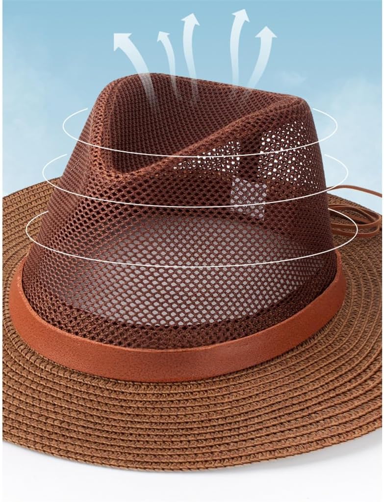 Big Brim Cowboy Hat Knitting Belt Flat Sunscreen Folding Men's Beach Leisure