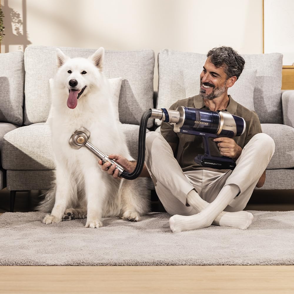 Cecotec Aspiradora Escoba sin Cable con Inteligencia Artificial Conga Rockstar RX90 AI AquaPet Flex X-Treme. 350AW, 850W, Autonomía 100mins, Cepillo Hairless Antienredos, Tubo Flexible y Accesorios