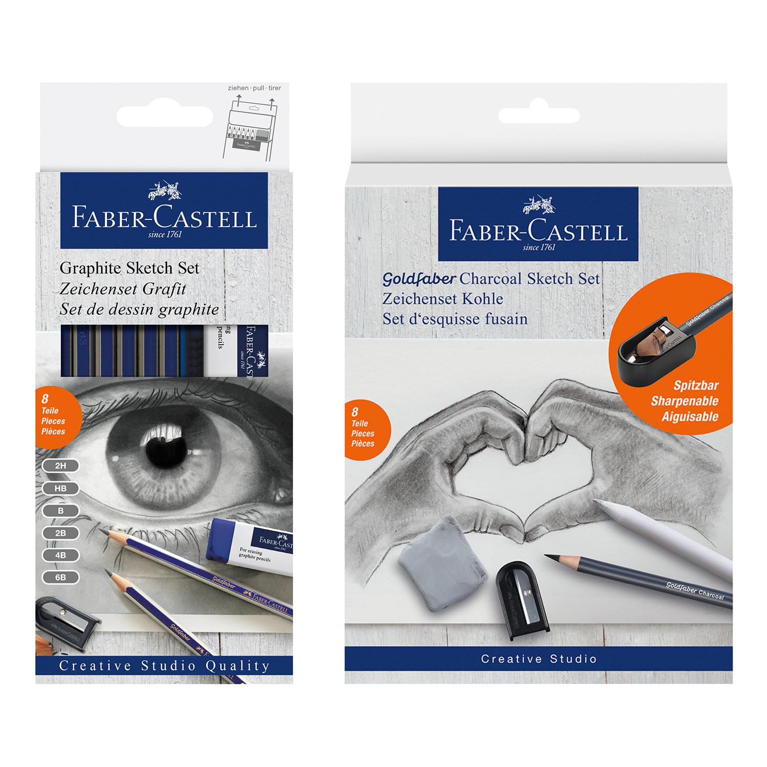 FABER-CASTELL 205279 Goldfaber Drawing Set 16-Piece Starter Set with Pencils, Eraser and Sharpener