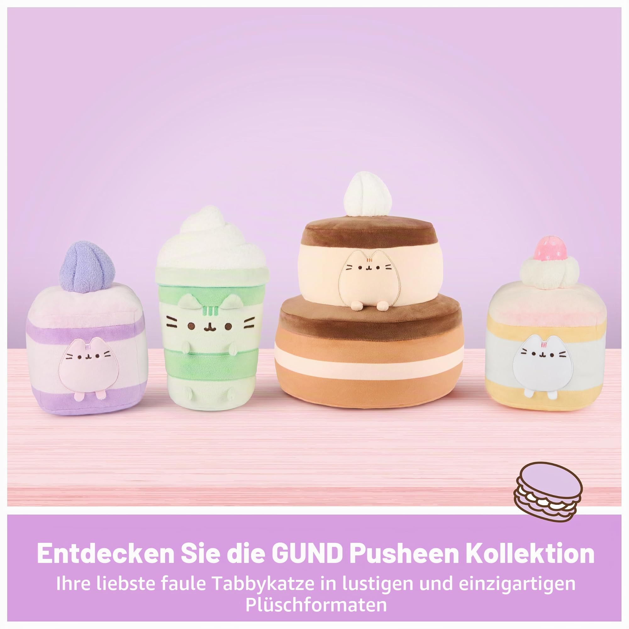 GUND Pusheen Erdbeere Biskuitkuchen Plüsch Squishy Spielzeug Sammlerstück Plüschtier Dessert Plüsch Katze Stofftier ab 8 Jahren Rosa 6 Zoll