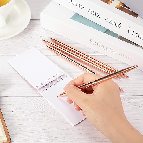 Miniatura 4 de Outus Juego de 30 bolígrafos de punta media de 0.039 pulgadas (0.039 in), color oro rosa, retráctiles, ligeros, para bodas, invitados, libros,