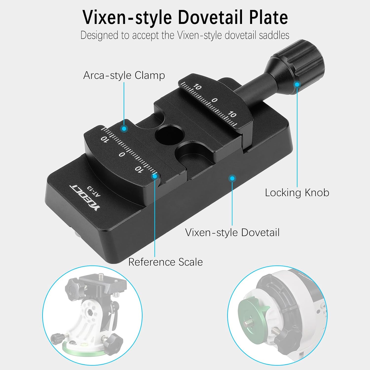 V Size Rail Bar Dovetail Mounting Plate with Arca Swiss Type Clamp for Vixen Style Dovetail Saddles Telescope Scope Adapter Mount Base OTA Equatorial Tripod Sky Astrophotography - Vixen to Arca