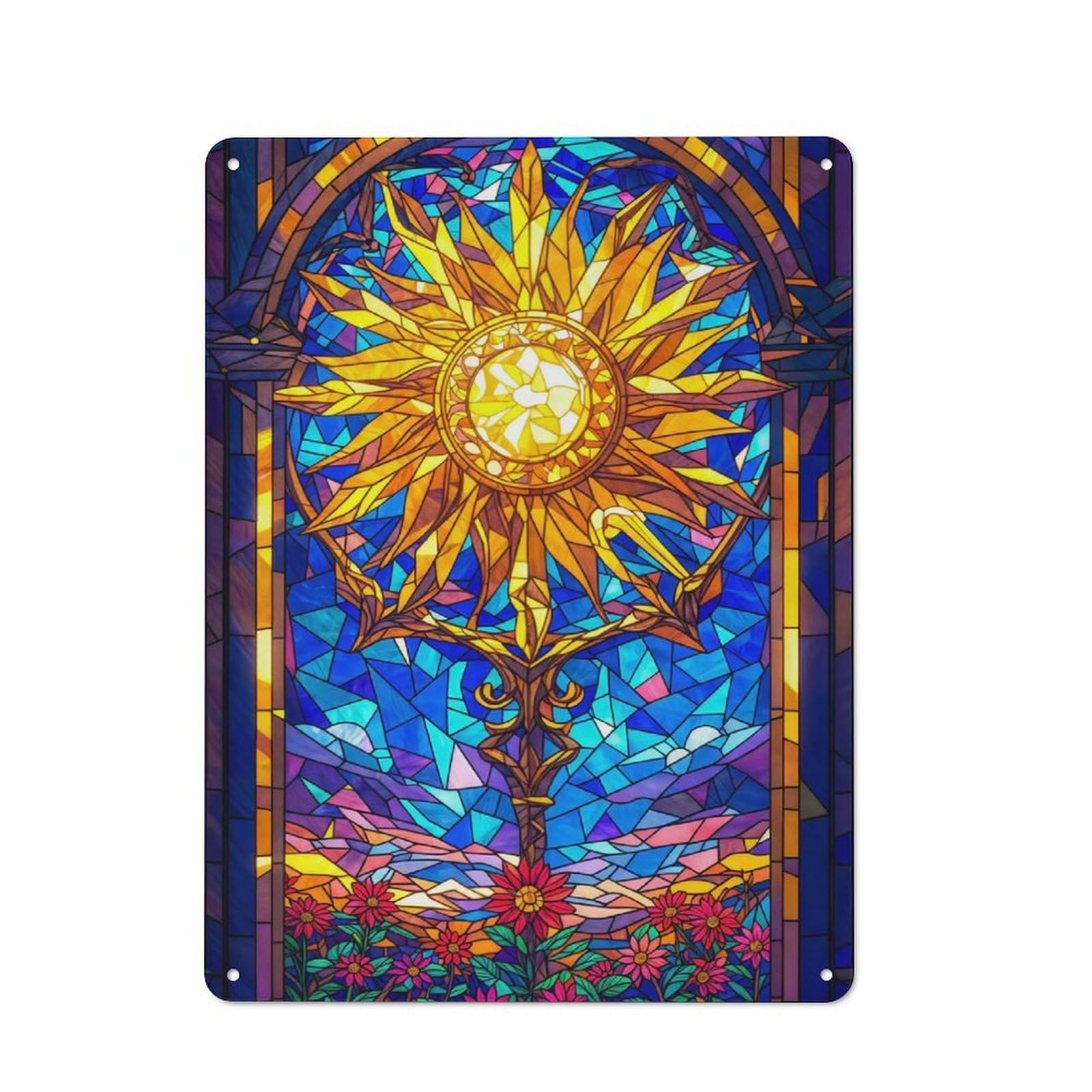 Junmoney Style-12 For Guest Room Or Hallway, Radiant Sun Retro Metal Wall Sign 40X30cm, For Vintage Wall Decor Fans, For Metal Sign Collectors