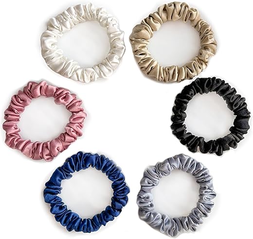 SILVR BEAR Luxury Satin Scrunchies SAME 6 COLORS AS PIC, Anti-Hair-Breakage, Hair Ties, Scrunchies Set for Girls, Women, Best gift for Sister,…