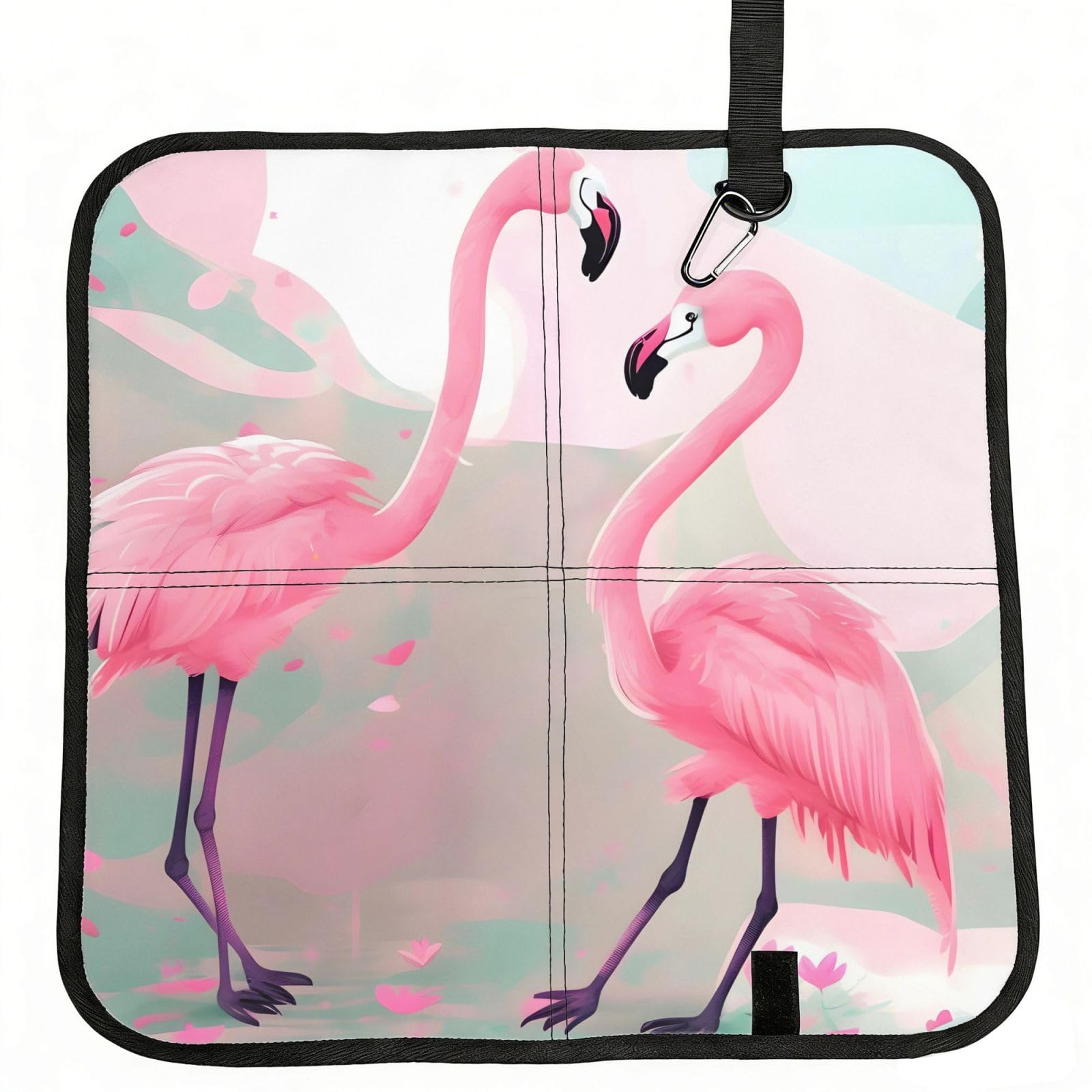 WBQLSL Love Flamingo Foldable Seat Cushion - Portable Stadium Pad with Carabiner for Camping Hiking Picnic Beach