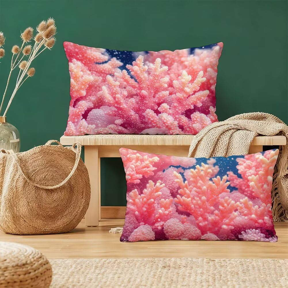 Housses de coussin 40x80cm rose et bleu pour un canapé de salon cocooning