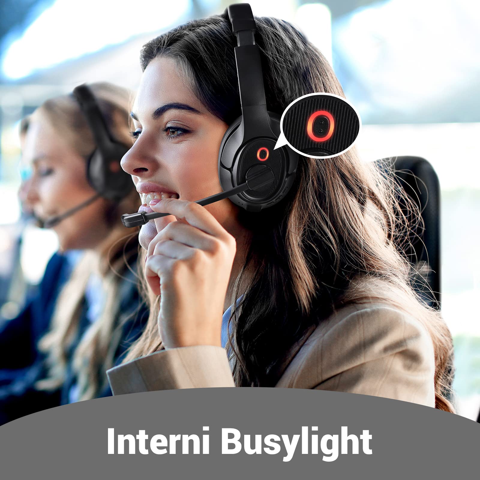 EKSA Cuffie Bluetooth con microfono & Adattatore USB, 55 Ore Di Riproduzione e 10 metri di Portata, Over Ear Cuffia Wireless Pc per Lavoro/Ufficio/Casa/Team/Zoom