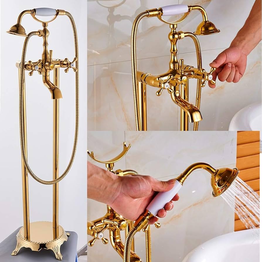 vintage faucet and accessories - Gold Floor Mounted Tub Sink