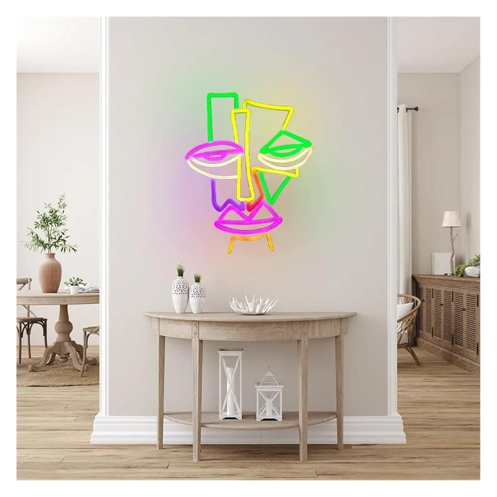 Lampada da tavolo a forma di maschera strana al neon per cinema, teatro, accessori per la casa, soggiorno, 28,5cmx35cm neon