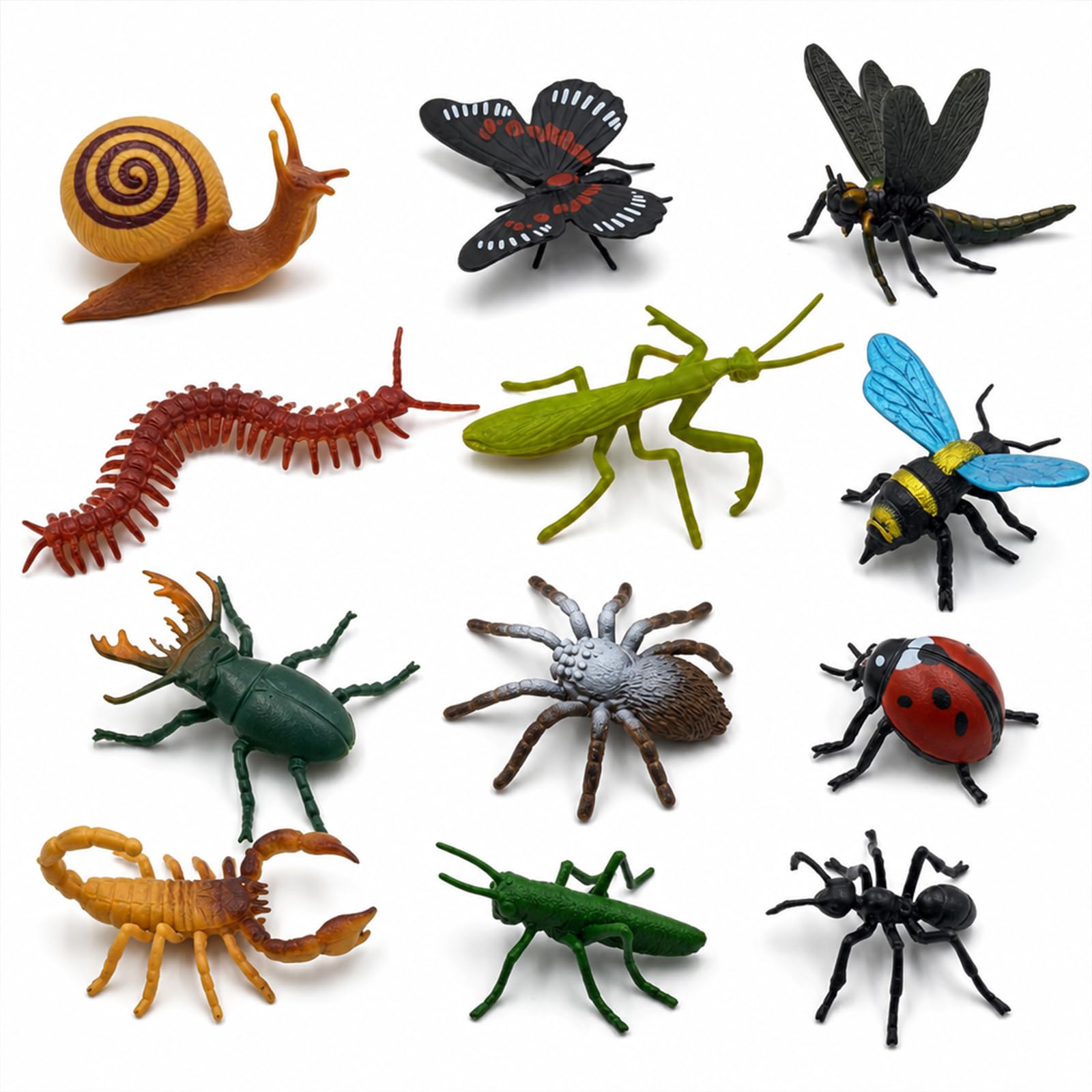 PYuWejn 12-Piece Plastic Insects, Realistic Plastic Bugs, Minibeasts